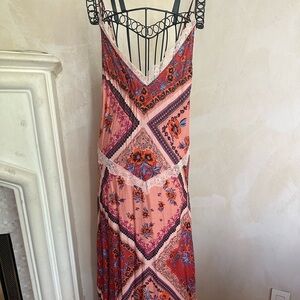 Free People Pink and Blue Floral Maxi Dress